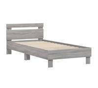 VidaXL Cadre de Lit Avec Tête et Sommier à Lattes, Simple Adulte, Meuble de Chambre à Coucher, Sonoma Gris 90x190 cm Bois Ingénierie