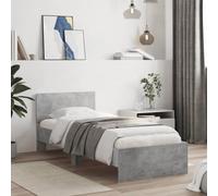 VidaXL Cadre de Lit Avec Tête et Sommier à Lattes, Simple Adulte, Meuble de Chambre Moderne, Gris Béton 75x190 cm Bois Ingénierie