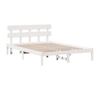 Vidaxl Cadre De Lit Avec Têtière Blanc 140x200 Cm Bois Massif De Pin