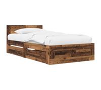 vidaXL Cadre de lit avec tiroir 2 pièces Bois vieilli Lit Minimaliste Design Fonctionnel de Chambre Rangement Meubles Contemporains Style Moderne
