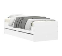 vidaXL Cadre de lit avec tiroir avec Stockage Blanc Pin Massif, Cadre de lit en Bois Rustique élégant, pin Solide, avec Rangement, Montage Facile, pour Une Chambre stylée