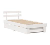 Vidaxl Cadre De Lit Avec Tiroir Avec Tête De Lit Avec Stockage Blanc 90 X 190 Cm Bois De Pin