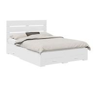 vidaXL Cadre de lit avec tiroir Blanc 140 x 190 cm Bois d'ingénierie, Grand Espace de Rangement, Cadre de lit Moderne, Design Pratique, Chic, Finition résistante à l'eau, mobilier de Chambre