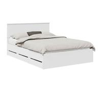 vidaXL Cadre de lit avec tiroir Blanc 140 x 200 cm Bois Ingénierie, Cadre de lit Moderne, Design Minimaliste, Meuble rectangulaire, Espace de Rangement caché, Solution pour Bien Dormir