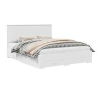 vidaXL Cadre de lit avec tiroir Blanc 160 x 200 cm Bois d'ingénierie