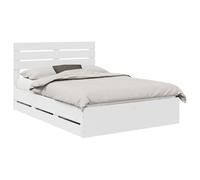 vidaXL Cadre de lit avec tiroir et tête de lit Bois d'ingénierie Blanc 160 x 200 cm