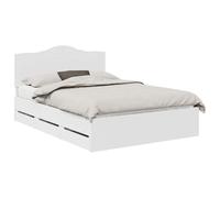vidaXL Cadre de lit avec tiroir Blanc 160 x 200 cm Bois Ingénierie, Chambre, Rectangulaire, Moderne, Idées de mobilier économes d'espace pour un design contemporain, minimaliste et des solutions de ra