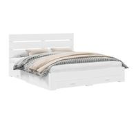vidaXL Cadre de lit avec tiroir Blanc 180 x 200 cm Bois d'ingénierie, Grand Espace de Rangement, Cadre de lit Moderne, Design Pratique, Chic, Finition résistante à l'eau, mobilier de Chambre