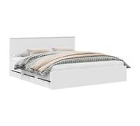 vidaXL Cadre de lit avec tiroir Blanc 180 x 200 cm Bois Ingénierie, Cadre de lit Moderne, Design Minimaliste, Meuble rectangulaire, Espace de Rangement caché, Solution pour Bien Dormir