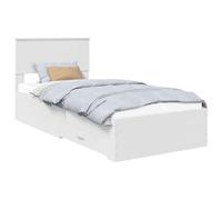 vidaXL Cadre de lit avec tiroir Blanc 90 x 190 cm Bois d'ingénierie, Cadre de lit stylé, Design Moderne, Solutions de Rangement astucieuses pour Chambres urbaines
