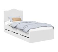 vidaXL Cadre de lit avec tiroir Blanc 90 x 200 cm Bois Ingénierie, Chambre, Rectangulaire, Moderne, Idées de mobilier économes d'espace pour un design contemporain, minimaliste et des solutions de ran