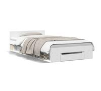 vidaXL Cadre de lit avec tiroir blanc 90x200 cm bois d'ingénierie, lit, lit de rangement, cadre de lit simple, lit simple, 3280797