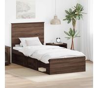 vidaXL Cadre de lit avec tiroir Chêne brun 100 x 200 cm Pin massif