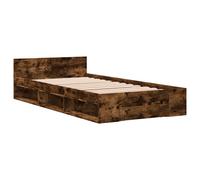 vidaXL Cadre de lit avec tiroir chêne fumé 75x190 cm Bois composite