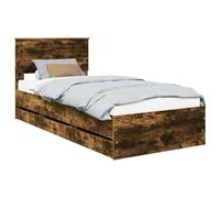 vidaXL Cadre de lit avec tiroir Chêne fumé 90 x 190 cm Bois Ingénierie, Cadre de lit Moderne, Design Minimaliste, Meuble rectangulaire, Espace de Rangement caché, Solution pour Bien Dormir