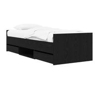 vidaXL Cadre de lit avec tiroir en chêne noir contreplaqué, lit tendance pour chambre à coucher, solution de rangement moderne, design en bois résistant