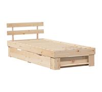 Vidaxl Cadre De Lit Avec Tiroir Marron 75 X 190 Cm Bois De Pin Massif