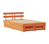 Vidaxl Cadre De Lit Avec Tiroir Marron Cire 120 X 200 Cm Bois Massif