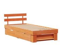 Vidaxl Cadre De Lit Avec Tiroir Marron Cire 80 X 200 Cm Bois De Pin