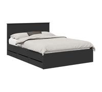 vidaXL Cadre de lit avec tiroir Noir 140 x 190 cm Bois Ingénierie, Cadre de lit Moderne, Design Minimaliste, Meuble rectangulaire, Espace de Rangement caché, Solution pour Bien Dormir