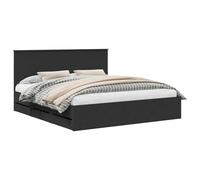 vidaXL Cadre de lit avec tiroir 180x200 cm Noir Bois d'ingénierie Design moderne Rangement intégré