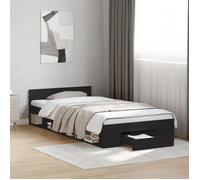 Cadre de lit avec tiroir noir 90x190 cm bois d'ingénierie, lit, lit de rangement, cadre de lit simple, lit simple, meuble de chambre, sommier