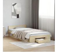 vidaXL Cadre de lit simple avec tiroir 90x190 cm Chêne Sonoma – Rangement, bois d'ingénierie