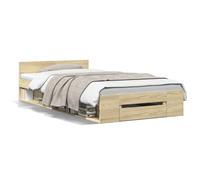 Vidaxl Cadre De Lit Avec Tiroir Sans Matelas Chêne Sonoma 90x190 Cm Multicolore