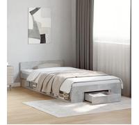 vidaXL Cadre de lit avec tiroir 3280786 Gris béton 90x190 cm Bois d'ingénierie Sans matelas
