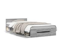 Vidaxl Cadre De Lit Et Tiroir Sonoma Gris 90x190 Cm Bois D'ingénierie Multicolore