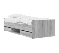vidaXL Cadre de lit avec tiroir Sonoma gris contreplaqué, lit tendance pour chambre à coucher, solution de rangement moderne, design en bois résistant