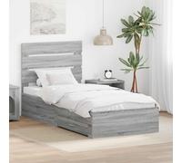 vidaXL Cadre de lit avec tiroir Sonoma Gris et Argent 75 x 190 cm