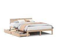 vidaXL Cadre de lit avec tiroirs 120x190 cm Bois de pin Massif, sommier, Cadre de lit Double, Cadre de lit en Bois Massif, Meuble de Chambre à Coucher