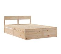 vidaXL Cadre de lit avec tiroirs 140x190 cm Bois de pin Massif, Meuble de Chambre à Coucher, sommier, lit en Bois, lit, lit Double, lit de Rangement