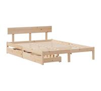 vidaXL Cadre de lit avec tiroirs 140x190 cm bois de pin massif, sommier, cadre de lit double, cadre de lit en bois massif, 3301506
