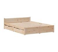 vidaXL Cadre de lit sans matelas 140x190 cm avec tiroirs et sommier en bois de pin massif marron