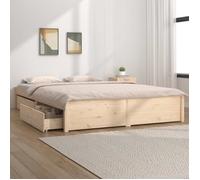 vidaXL Cadre de lit avec tiroirs 140x190 cm Double - Brun
