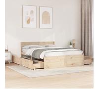 vidaXL Cadre de lit avec tiroirs 160x200 cm bois massif de pin, meuble de chambre à coucher, sommier, lit en bois, lit, lit double, lit de rangement Marron