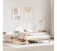 Vidaxl Cadre De Lit Avec Tiroirs 160x200 Cm Bois Massif De Pin Marron