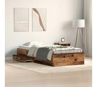 vidaXL Cadre de lit avec tiroirs avec tiroir Bois Ancien 100 x 200 cm, Chambre Douillette, Design rectangulaire, Meubles rustiques, lit avec tiroirs, Solutions Pratiques pour Dormir