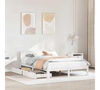 Vidaxl Cadre De Lit Avec Tiroirs Sans Matelas Blanc 135x190 Cm Blanc