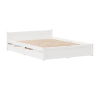 vidaXL Cadre de lit avec tiroirs Blanc 140x200 cm Bois de pin Massif, sommier, Cadre de lit Double, Cadre de lit en Bois Massif