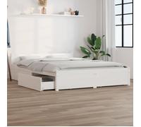 vidaXL Cadre de lit avec tiroirs Blanc 160x200 cm 3103570