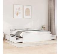 vidaXL Cadre de lit double avec tiroirs Bois de pin massif Blanc 180x200 cm