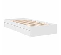vidaXL Cadre de lit avec tiroirs blanc 90x190 cm bois d'ingénierie, lit, lit de rangement, cadre de lit simple, lit simple, 3280706
