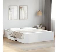 vidaXL Cadre de lit à tiroirs Blanc 160x200cm Bois d'ingénierie, lit, lit de Rangement, Cadre de lit Double, lit Double, Meuble de Chambre à Coucher