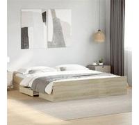 vidaXL Cadre de lit double avec tiroirs Chêne Sonoma 200x200 cm