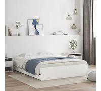 Cadre de Lit avec Tiroirs, Lit Double avec Sommier à Lattes, Lit Adulte, Meuble de Chambre, Moderne, Blanc 140x190cm Bois d'Ingénierie