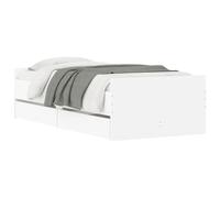 Vidaxl Cadre De Lit Avec Tiroirs Sans Matelas Blanc 90x200 Cm Blanc
