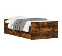 vidaXL Cadre de Lit avec Tiroirs, Lit Simple avec Sommier à Lattes, Lit Adulte de Chambre, Moderne, Chêne Fumé 90x190 cm Bois d'Ingénierie